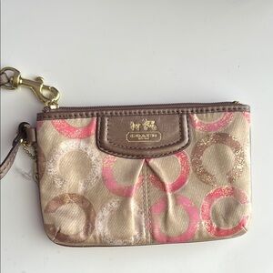 Coach Beige and Pink Circle Wristlet